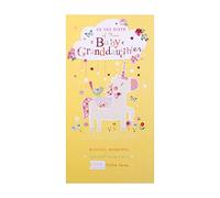 Hallmark Carte de vœux de naissance pour petite-fille Motif licorne mignonne avec détails en aluminium rose et strass