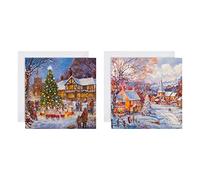 Hallmark Cartes de Noël caritatives en boîte - Lot de 16 en 2 motifs de scène festive 25572288