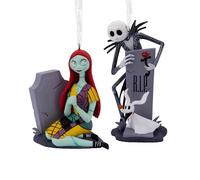 Hallmark Disney Tim Burton Lot de 2 décorations de Noël Jack Skellington et Sally L'Étrange Noël de Monsieur Jack