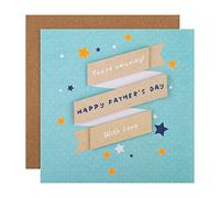 Hallmark Grande carte de fête des pères contemporaine à base de texte, étoiles, bannière, papa, grand-père, beau-père, bleu