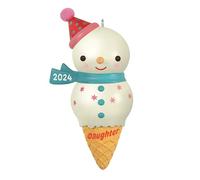 Hallmark Keepsake Décoration de Noël 2024, Bonhomme de Neige Fille cône de Glace 2024, Cadeaux de Famille