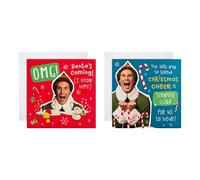 Hallmark Lot de 16 cartes de Noël amusantes, 2 motifs Buddy l'elfe, rouge