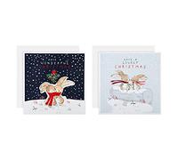 Hallmark - Lot de 16 cartes de Noël caritatives en 2 motifs mignons illustrés