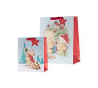 Hallmark Lot de 2 sacs cadeaux pour cadeaux, motifs festifs, Noël, amis éternels, ours, mignon, rouge