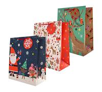 Hallmark Lot de 3 grands sacs cadeaux de Noël en 3 motifs festifs Père Noël et renne