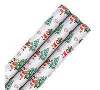 Hallmark Lot de 3 rouleaux de papier cadeau de Noël de style vintage, 3 m chacun, 1 motif Père Noël, rouge, blanc, vert