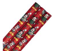 Hallmark Lot de 3 rouleaux de papier cadeau, Disney, Mickey Mouse, Minnie Mouse, Noël, rouge, 4 m chacun
