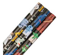 Hallmark Lot de 3 rouleaux de papier cadeau Star Wars - 2 m chacun - Pour anniversaire, Noël - Noir