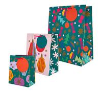 Hallmark Lot de 3 sacs cadeaux de Noël de différentes tailles en 3 motifs de boules festives