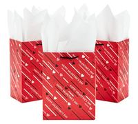Hallmark Lot de 3 sacs cadeaux pour la Saint-Valentin avec papier de soie Rouge/noir/rose/blanc 20,3 cm