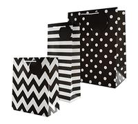 Hallmark Lot de 3 sacs cadeaux pour occasions multiples en 3 designs contemporains noirs