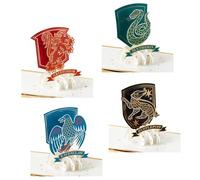 Hallmark Lot de 4 cartes de vœux 3D et pop up Harry Potter, blasons de la maison de Poudlard, Gryffondor, Serpentard, Serdaigle, Poufsouffle