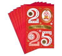 Hallmark Lot de 6 cartes du Nouvel An chinois 2025 avec enveloppes Année du serpent