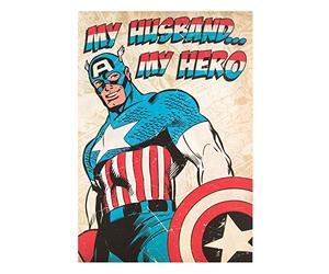Hallmark Marvel Captain America Carte inscription My Husband My Hero - taille moyenne (français non garanti)
