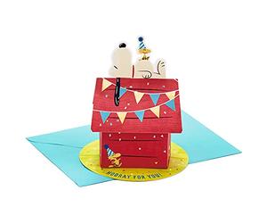 Hallmark Paper Wonder Carte d'anniversaire pop-up de Peanuts, niche de Snoopy (français non garanti)