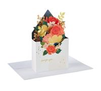 Hallmark Paper Wonder Carte d'anniversaire pop-up Motif bouquet orange et doré