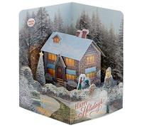 Hallmark Paper Wonder Carte de Noël musicale Thomas Kinkade Cottage enneigé avec pont et son des halls, classique, multicolore