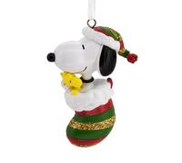 Hallmark Peanuts Snoopy and Woodstock Décoration de Noël en Bas Cadeau pour Les Fans de cacahuètes