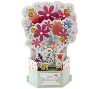 Hallmark Peanuts™ SNOOPY & Flowers Carte de fête des mères musicale et lumineuse, 3D, carte pop-up pour la fête des mères, rose, rouge, vert