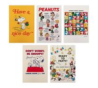 Hallmark Peanuts SNOOPY Lot de 5 cartes postales en 5 motifs commémoratifs uniques pour 75e anniversaire