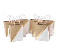 Hallmark Pochettes cadeaux en papier Blanc et Kraft Taille M 9 cm Medium Ensemble sac cadeau blanc moyen.
