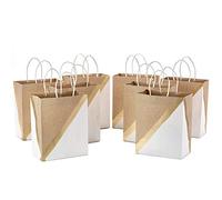 Hallmark Pochettes cadeaux en papier Blanc et Kraft Taille M 9 cm Medium Ensemble sac cadeau blanc moyen.