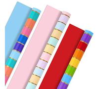 Hallmark Rouleaux de Papier Cadeau Arc-en-Ciel pour Remise de diplôme, Anniversaire, Mariage, Toutes Occasions - Papier Cadeau rayé coloré (Lot de 3 Rouleaux réversibles : 2,5 m² TTL)