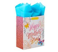 Hallmark Sac cadeau de taille moyenne de 22,9 cm avec papier de soie (papillons pastel, aquarelle, Happy Mother's Day) pour maman, grand-mère, sœur, grand-mère, grand-mère, Gigi