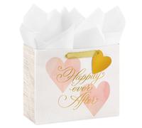 Hallmark Sac cadeau horizontal moyen de 17,8 cm avec papier de soie (Happy Ever After) pour les mariages, les fianailles, les ftes prnuptiales
