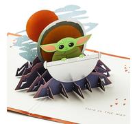Hallmark Star Wars : The Mandalorian, carte 3D et pop-up pour toutes occasions, Grogu et Space Pod, anniversaire, fête des pères, fils, papa, neveu, thème espace, cuivre