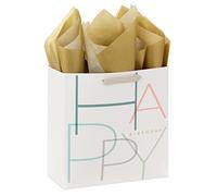 Hallmark Wrap Signature Studio Grand sac cadeau carré avec papier de soie 130, blanc, gris, rose, vert, bleu sarcelle