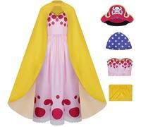 Hallojojo Déguisement Charlotte Linlin Femme Cosplay Anime Pirate Four Emperors BIG.MOM Charlotte Linlin Uniforme Set Robe et Cape Chapeau pour Fancy Dress Up Halloween Carnaval Fête Mascarade Costume