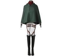 Hallojojo Déguisement Mikasa Femme Cosplay Anime ATO Scout Regiment Mikasa Ackerman Complet Uniforme de Combat Set pour Adulte Fancy Dress Up Halloween Carnaval Party Anniversaire Masquerade Costume