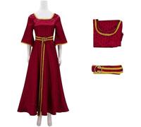 Hallojojo Déguisement Mother Gothel Femme Cosplay Raiponce Sorcière Mother Gothel Médiéval Vintage Imprimé Robe et Ceinture pour Fancy Dress Up Halloween Carnaval Fête Anniversaire Mascarade Costume