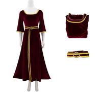 Hallojojo Déguisement Mother Gothel Femme Cosplay Raiponce Sorcière Mother Gothel Médiéval Vintage Velours Robe et Ceinture pour Fancy Dress Up Halloween Carnaval Fête Anniversaire Mascarade Costume