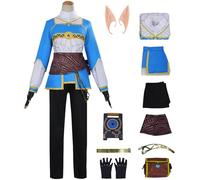 Hallojojo Déguisement Princesse Zelda Femme Cosplay Game Princess Zelda Combat Uniforme avec Oreilles d'elfe Accessoires Set pour Fancy Dress Up Halloween Carnaval Fête Anniversaire Mascarade Costume