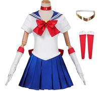 Hallojojo Déguisement Sailor Moon Femme Cosplay Anime Sailor Pluto Sailor Mercury Sailor Mars Sailor Uranus Transformation Uniforme Set pour Halloween Carnaval Party Anniversaire Masquerade Costume