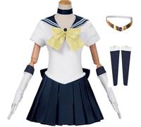 Hallojojo Déguisement Sailor Moon Femme Cosplay Anime Sailor Pluto Sailor Mercury Sailor Mars Sailor Uranus Transformation Uniforme Set pour Halloween Carnaval Party Anniversaire Masquerade Costume