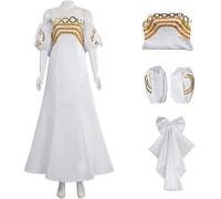 Hallojojo Déguisement Serenity Femme Cosplay Sailor Moon Serenity Blanc Robe de Bal et Manches Nœud Papillon Set pour Fancy Dress Up Halloween Noël Carnaval Fête Anniversaire Mascarade Robe de Soirée