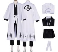 Hallojojo Déguisement Shinigami Corps Homme Cosplay Anime Bleach 1 2 3 4 5 6 St Division Uniforme Set Veste Top Pantalon Ceinture pour Dress Up Halloween Carnaval Fête Anniversaire Mascarade Costume