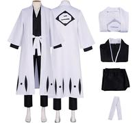 Hallojojo Déguisement Shinigami Corps Homme Cosplay Anime Bleach 1 2 3 4 5 6 St Division Uniforme Set Veste Top Pantalon Ceinture pour Dress Up Halloween Carnaval Fête Anniversaire Mascarade Costume