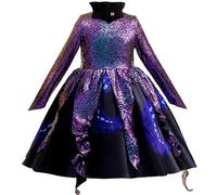 Hallojojo Déguisement Ursula Fille Cosplay Petite Sirène Sorcière Ursula Poulpe Robe de Soirée pour Enfant Fancy Dress Up Halloween Noël Carnaval Party Anniversaire Masquerade Robe de Fête, 3-13 Ans