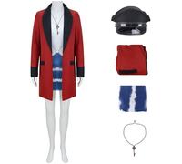 Hallojojo Déguisement Vivian Femme Cosplay Julia Roberts Pretty Woman Vivian Rouge Manteau et Robe Chapeau Collier pour Fancy Dress Up Halloween Carnaval Party Anniversaire Masquerade Costume