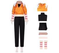 Hallojojo Déguisement Yoruichi Femme Cosplay Anime Bleach Shihouin Yoruichi Uniforme Set Veste Top Pantalon Echarpe Manches pour Fancy Dress Up Halloween Carnaval Fête Anniversaire Mascarade Costume