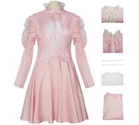 Hallojojo Femme Glinda Cosplay Costume Robe Rose Set Déguisement de Wicked Fée Glinda Costume de Sorcière Noël Halloween Carnaval Fête Performance Fancy Dress Adulte