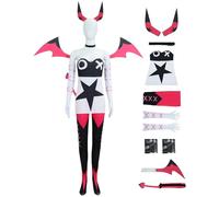 Hallojojo Hazbin Hotel Verosika Cosplay Costume avec Ailes et Queue Déguisement Anime Hazbin Hotel Costume Helluva Boss Verosika MayDay Uniforme Noël Halloween Carnaval Fête Fancy Dress Adulte
