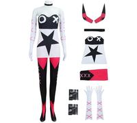 Hallojojo Hazbin Hotel Verosika Cosplay Costume avec Ailes et Queue Déguisement Anime Hazbin Hotel Costume Helluva Boss Verosika MayDay Uniforme Noël Halloween Carnaval Fête Fancy Dress Adulte