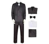 Hallojojo Homme Gomez Addams Cosplay Costume Complete Set Déguisement Mercredi Uniforme Addams Family Gomez Costum Noël Halloween Carnaval Fête Performance Fancy Costume Adulte