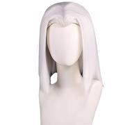 Hallojojo Lute Cosplay Perruques Femme 40CM Blanc Long Cheveux Raides Perruques Déguisement Halloween Carnaval Fête Mascarade Enfer Hôtel Démon Lute Costume Accessoires Wig