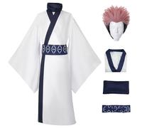 Hallojojo Ryomen Sukuna Cosplay Costume avec Perruque Déguisement Anime Jujutsu Kaisen Costume Sukuna Ryomen Kimono Noël Halloween Carnaval Fête Performance Fancy Dress Adulte